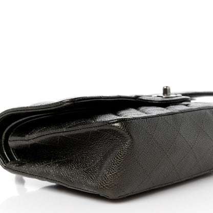 Chanel Metallic Caviar Quilted Medium Double Flap Dark Charcoal 10 of 11
