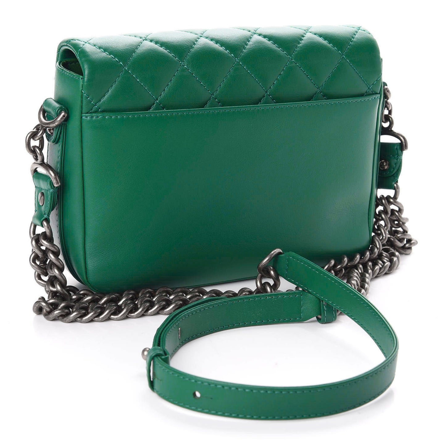 Calfskin Quilted Medium Rock My Shoulder Flap Green