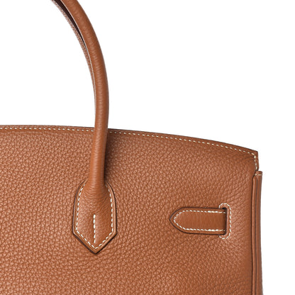 Hermes Taurillon Clemence Birkin 35 Gold 30 of 32