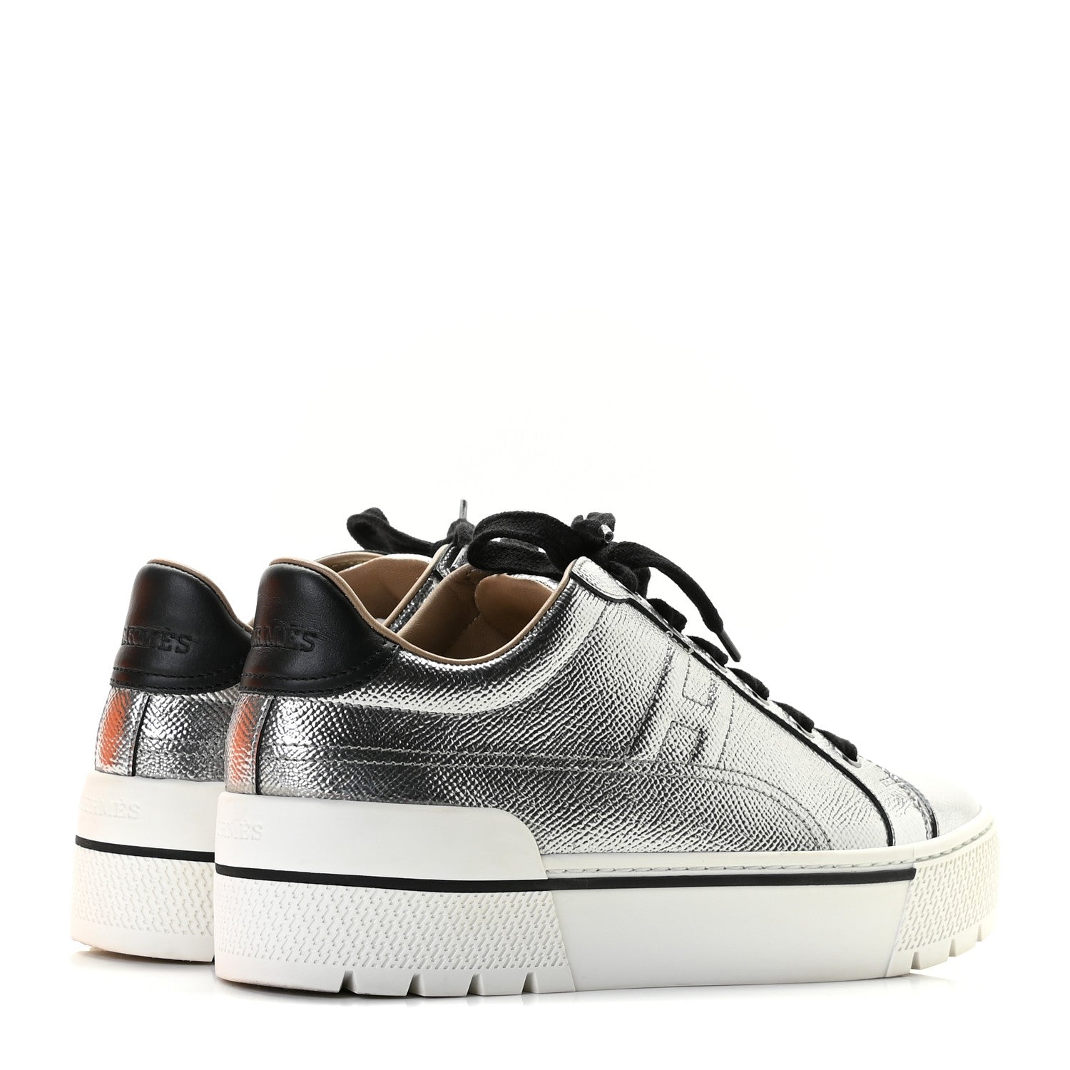Hermes Metallic Epsom Womens Voltage Sneakers 37 Gris Argente Vieilli Black 2 of 10