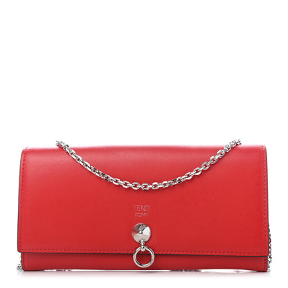 Fendi Vitello Liberty Century Lucido By The Way Continental Wallet On Chain Rosso 1 of 8