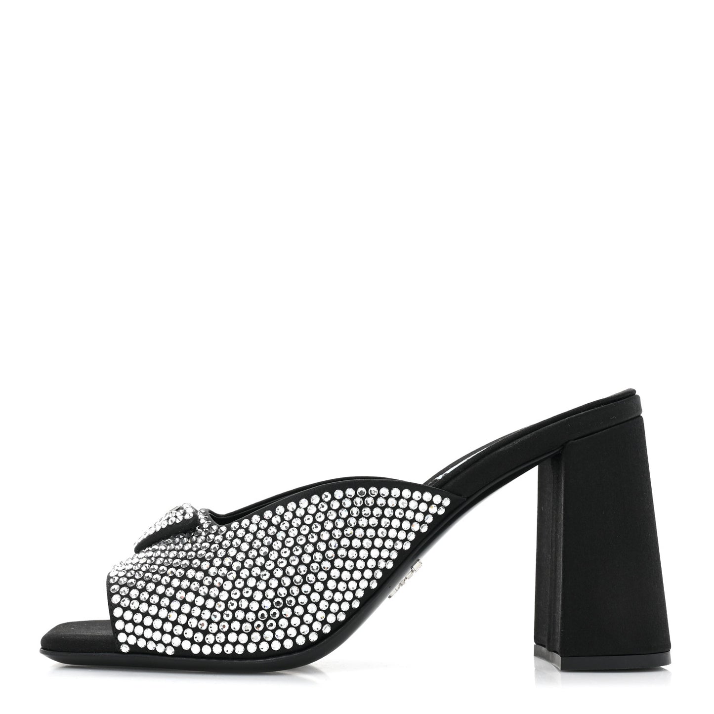 Satin Crystal Logo 65mm Slide Sandals 37 Cristal