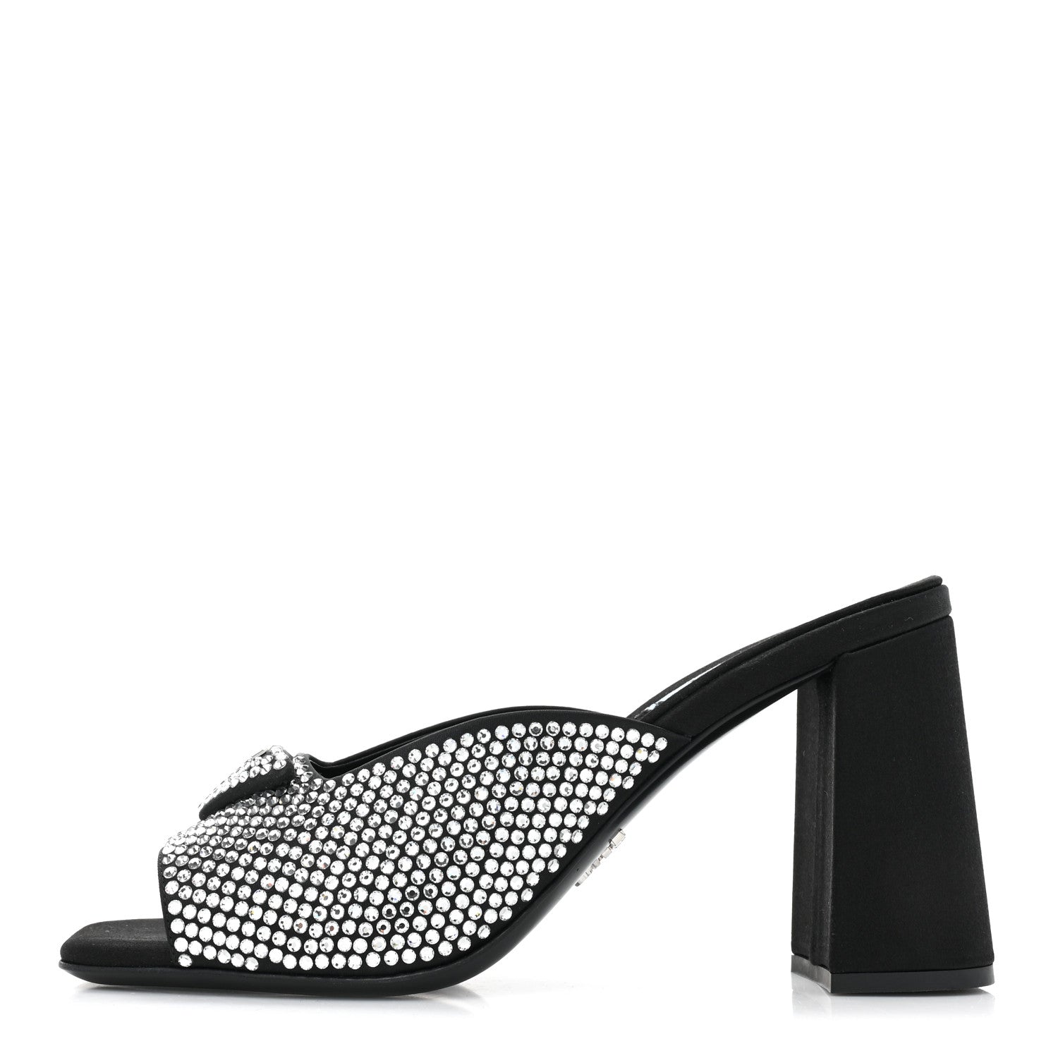 Prada Satin Crystal Logo 65mm Slide Sandals 37 Cristal 1 of 8