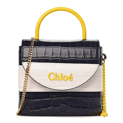Chloe Calfskin Crocodile Embossed Small Aby Lock Full Blue 1 of 11
