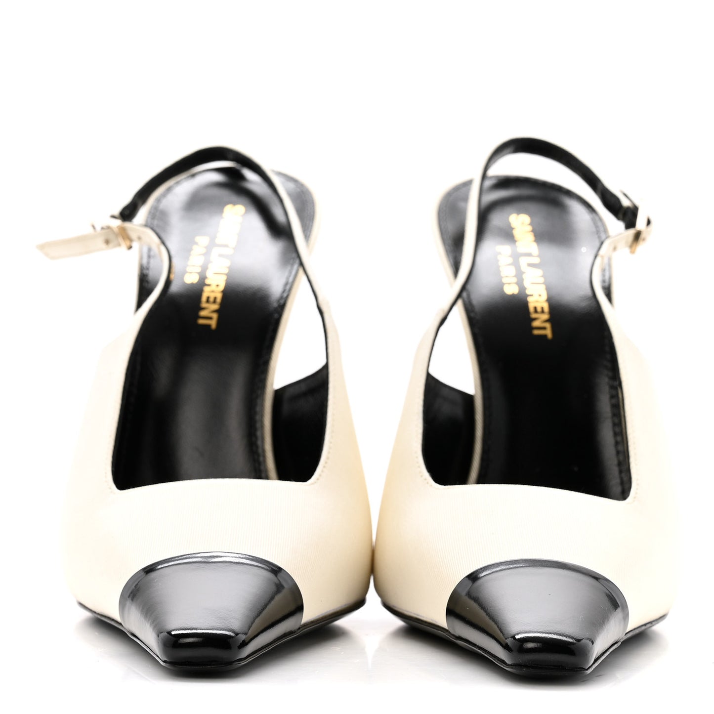 Satin Calfskin Ines Slingback Pumps 38.5 Ivory Black