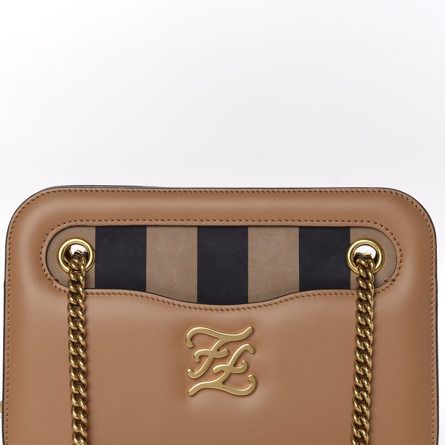 Fendi Vitello King Nubuck Pequin Karligraphy Pocket Shoulder Bag Biscuit Tobacco Moro 9 of 9