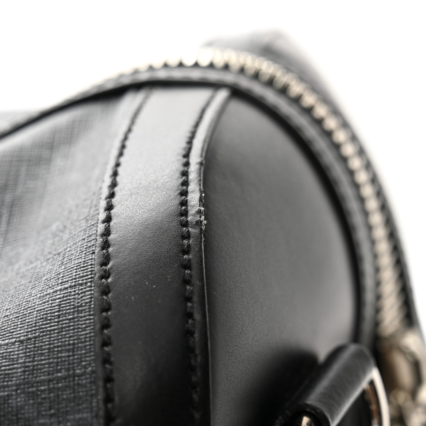Soft GG Supreme Monogram Appia Calfskin Web Large Carry On Duffle Bag Black Grey