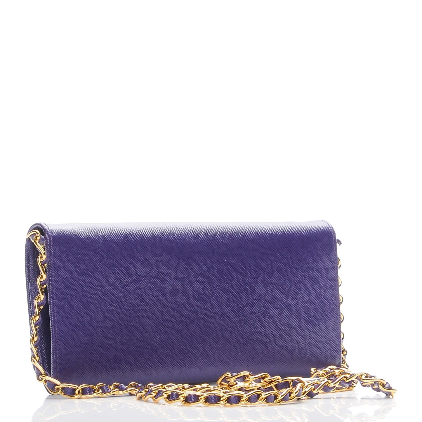 Saffiano Metal Oro Chain Wallet Viola