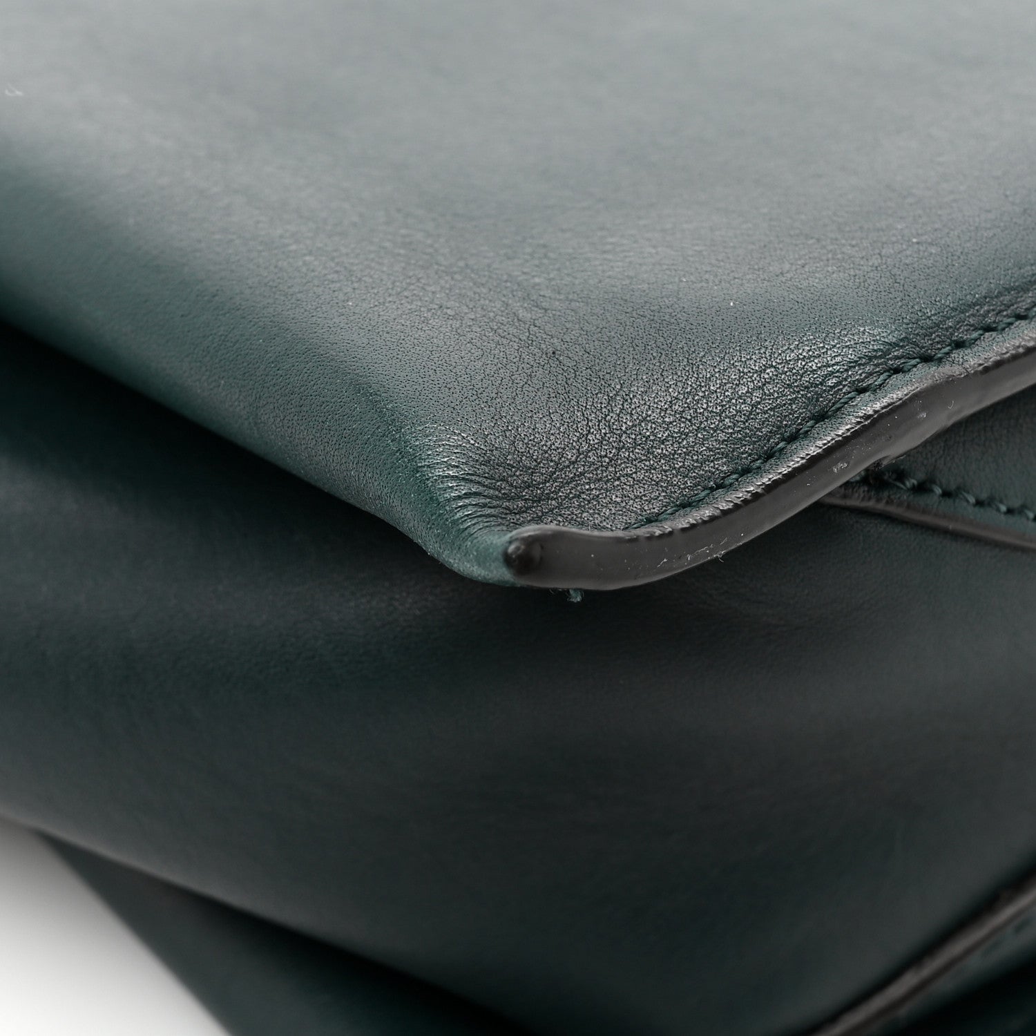 Celine Smooth Calfskin Tri-Fold Clutch on Chain Bottle Green 16 of 18