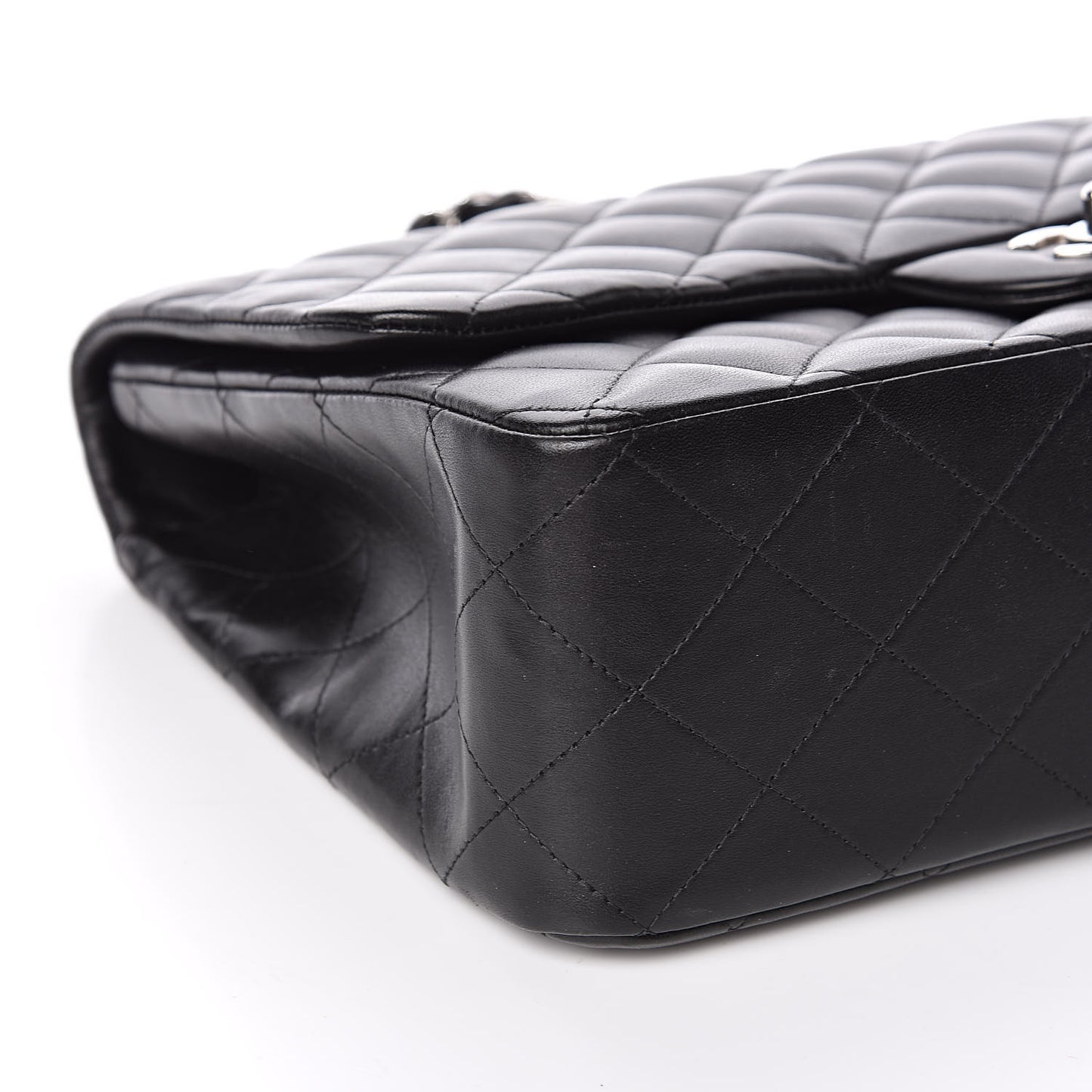 Lambskin Quilted Jumbo Single Flap Black