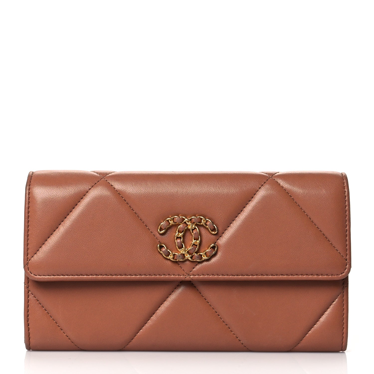 Chanel Lambskin Quilted Chanel 19 Flap Wallet Brown 1 of 10