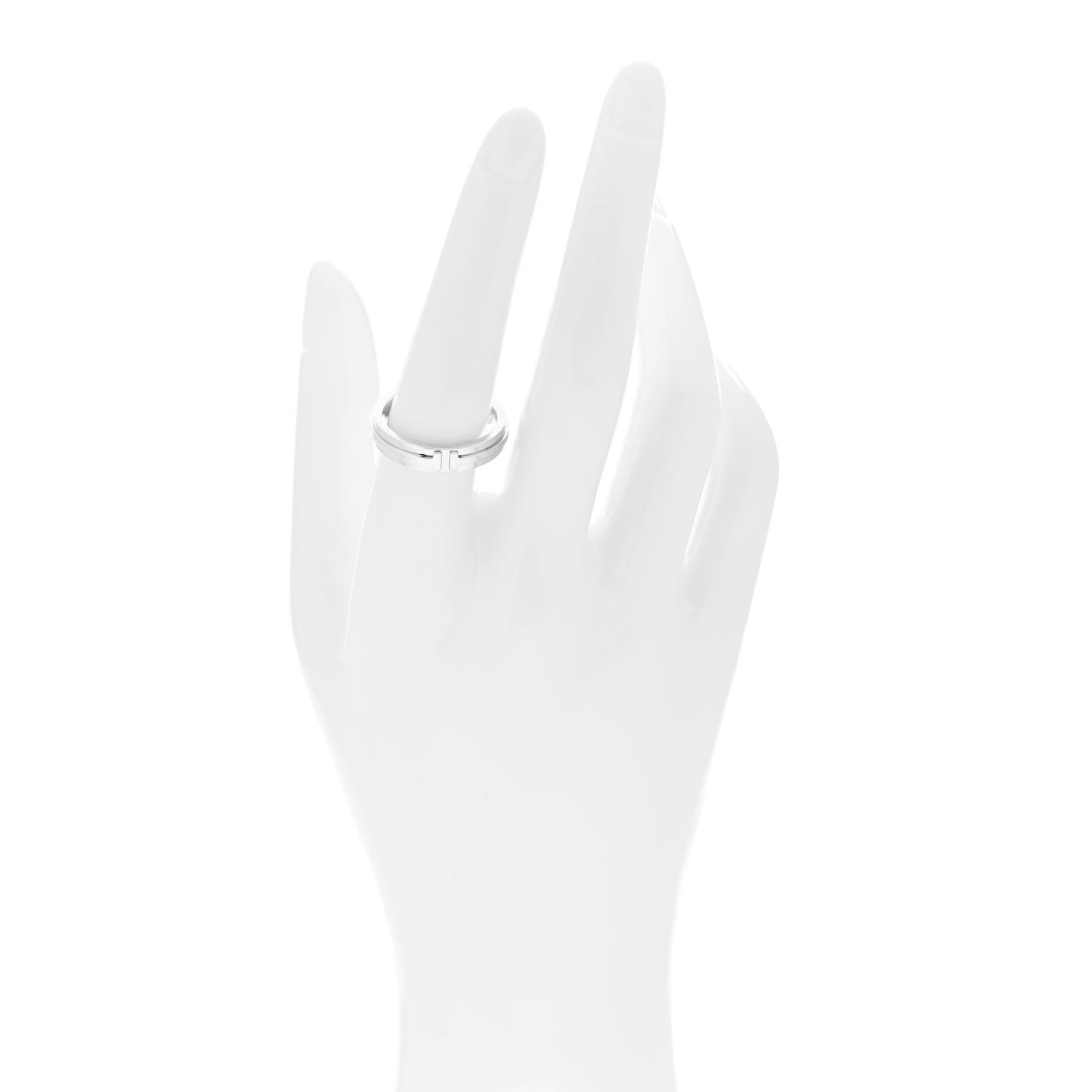 18K White Gold Narrow T Two Ring 57 8