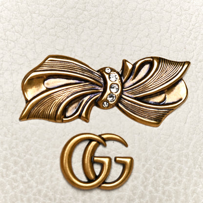 Gucci Calfskin GG Marmont Bow Chain Wallet White 9 of 12