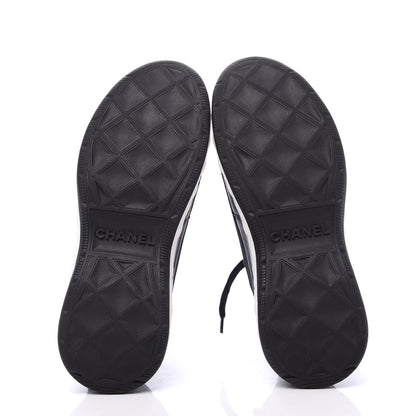 Chanel Velvet Calfskin Mixed Fibers CC Sneakers 36.5 Black 6 of 9