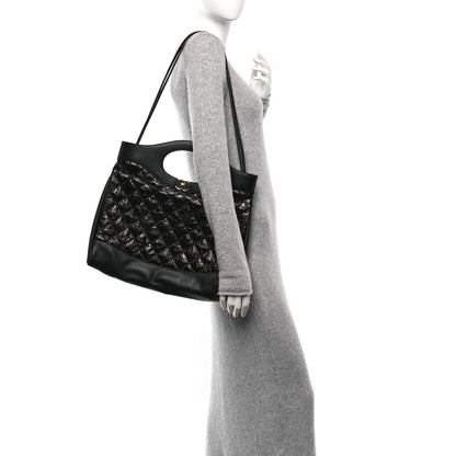 Chanel Crumpled Calfskin Quilted 31 Large Shopping Bag Black 2 of 10