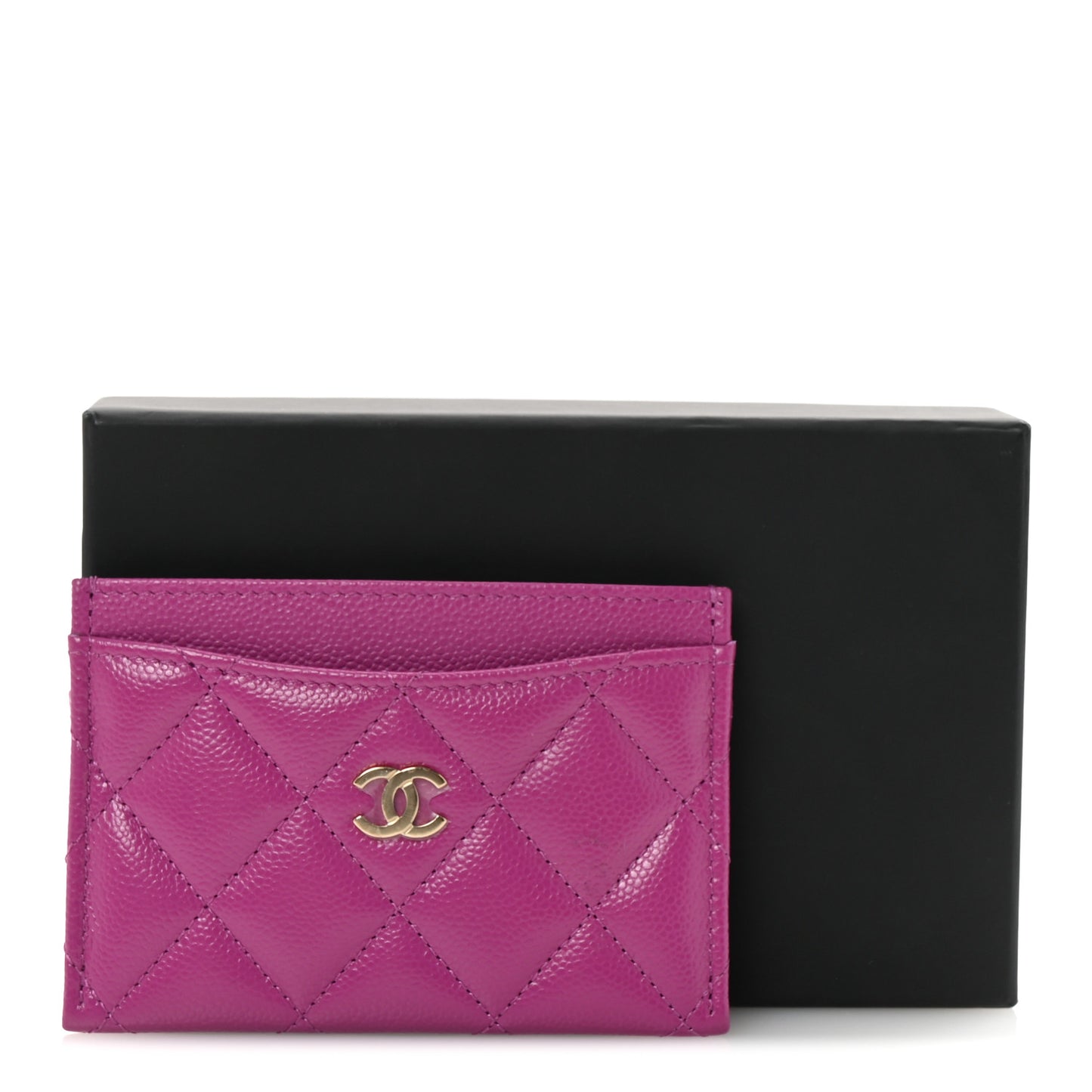 Caviar Quilted Card Holder Purple