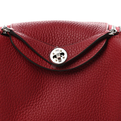Hermes Taurillon Clemence Mini Lindy 20 Rouge Grenat 9 of 10