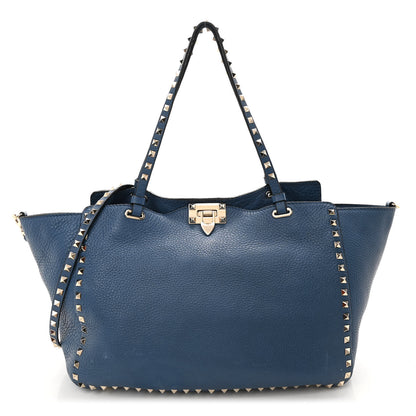 Valentino Garavani Pebbled Calfskin Medium Rockstud Tote Indaco 1 of 11