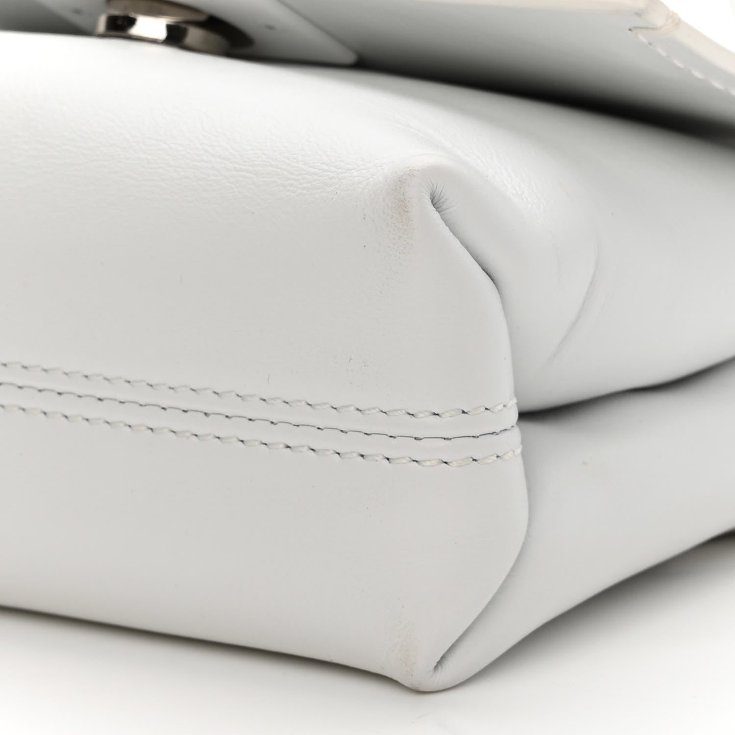 Off-White Calfskin Striped Diag Binder Flap Bag White 9 of 10