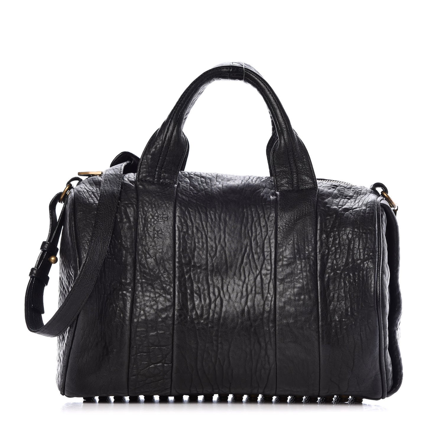 Pebbled Lambskin Rocco Black Antique Brass Hardware