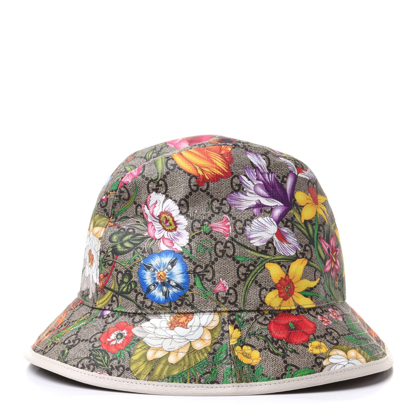 GG Supreme Monogram Flora Fedora Hat M White