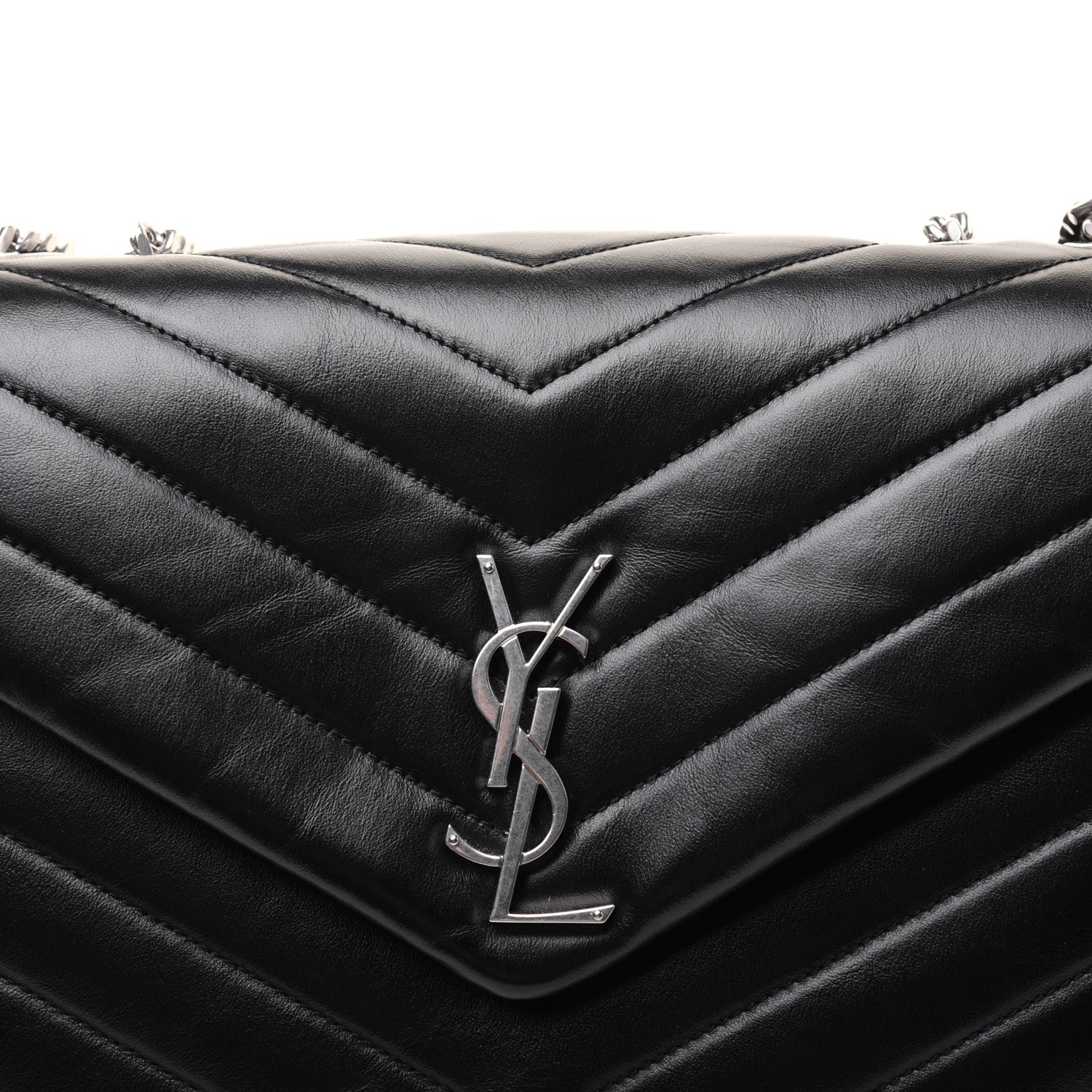 Saint Laurent Calfskin Y Quilted Monogram Medium Loulou Chain Satchel Black 18 of 20