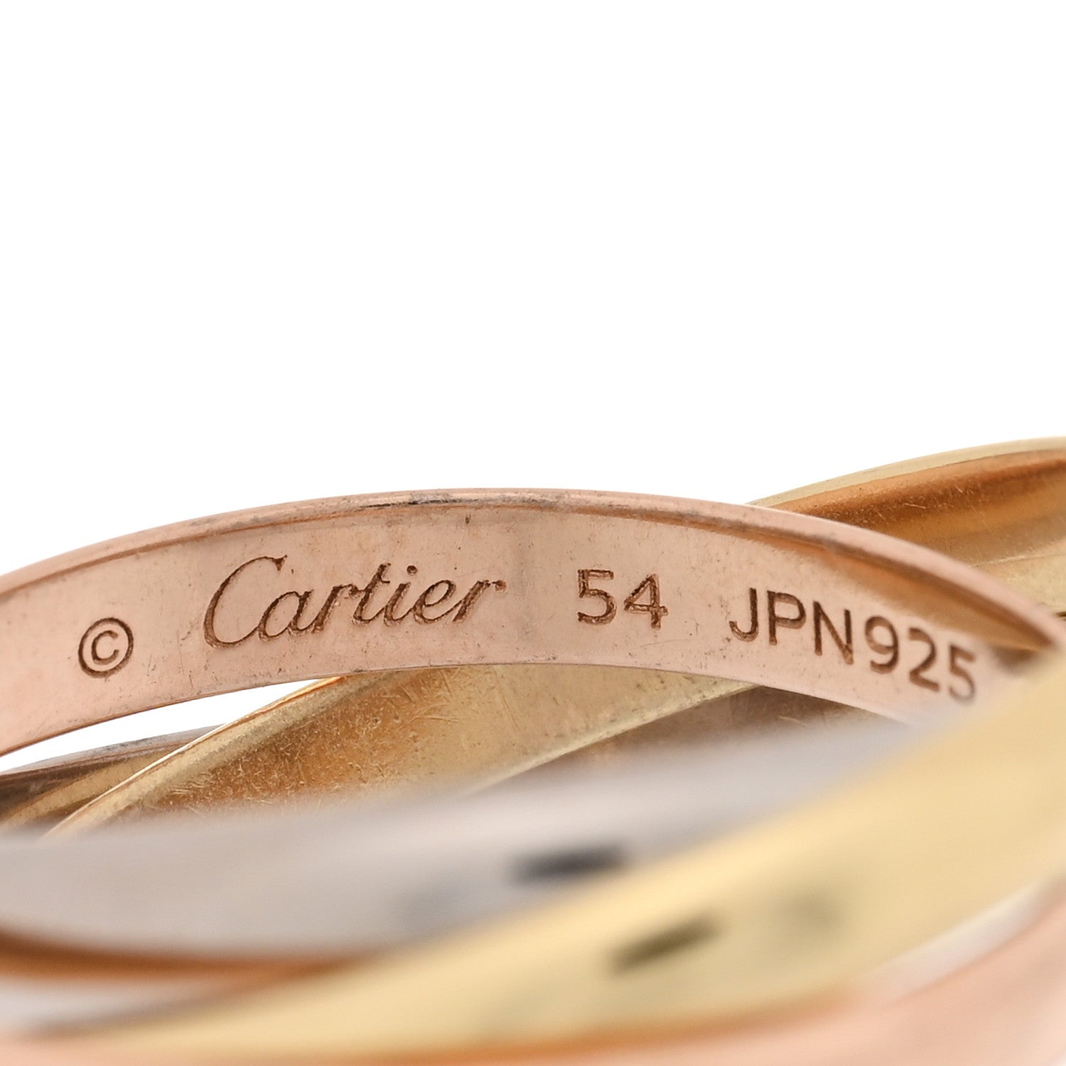 Cartier 18K Pink Yellow White Gold Small Trinity Ring 54 7 4 of 5