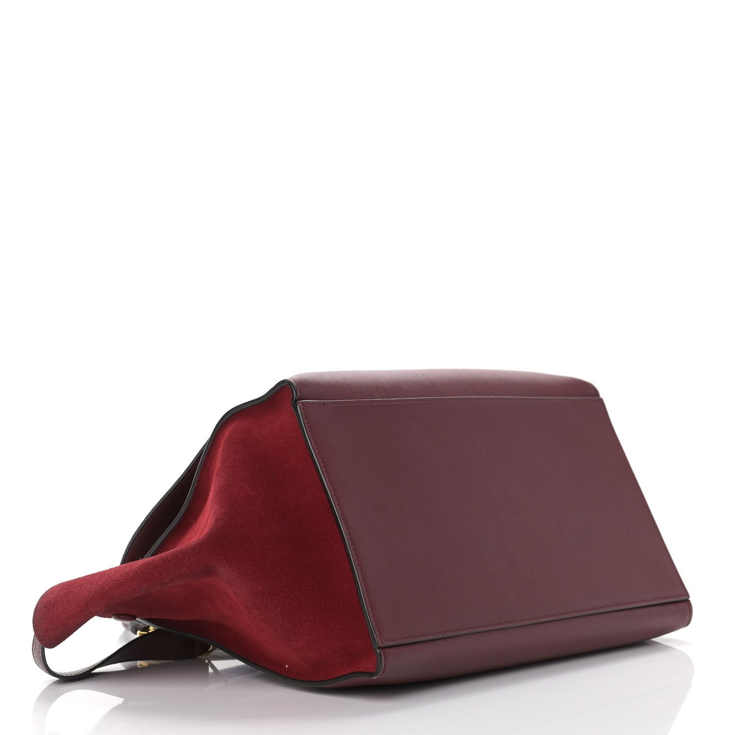 Drummed Calfskin Suede Medium Trapeze Burgundy