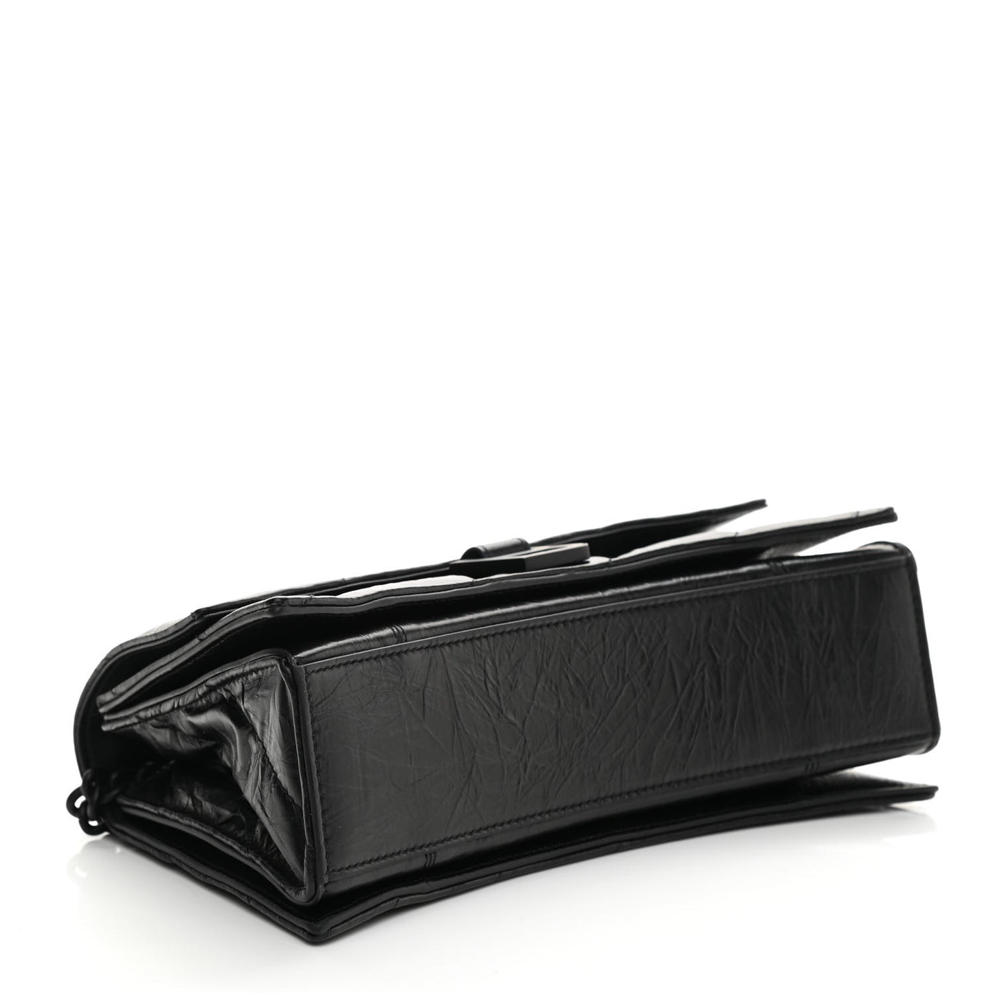 Crushed Calfskin Quilted Matte Black Hardware Small Crush Chain Bag Black
