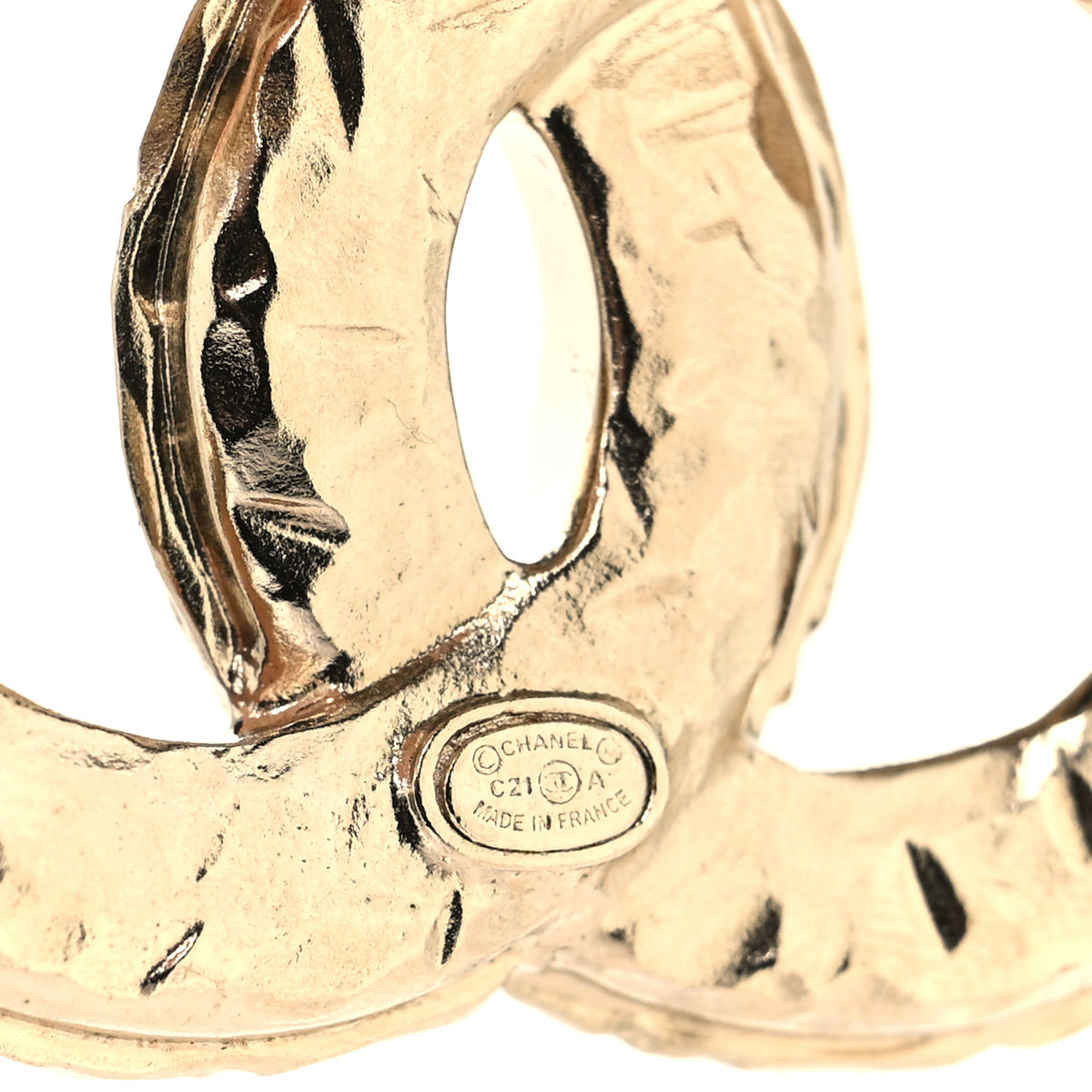 Chanel Crystal Textured CC Brooch Light Gold 3 of 4