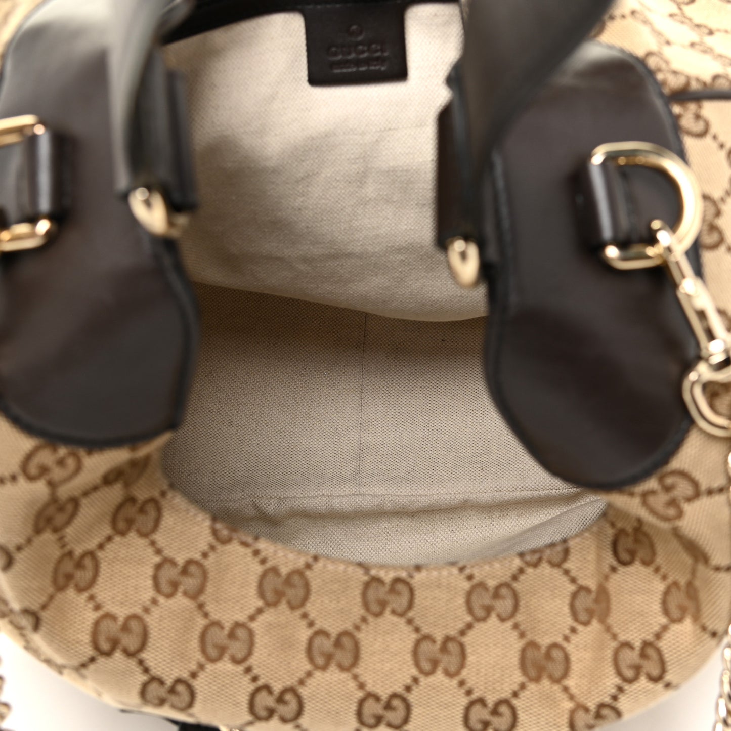 Monogram Margaux Calfskin Medium Emily Hobo Beige Ebony Cocoa