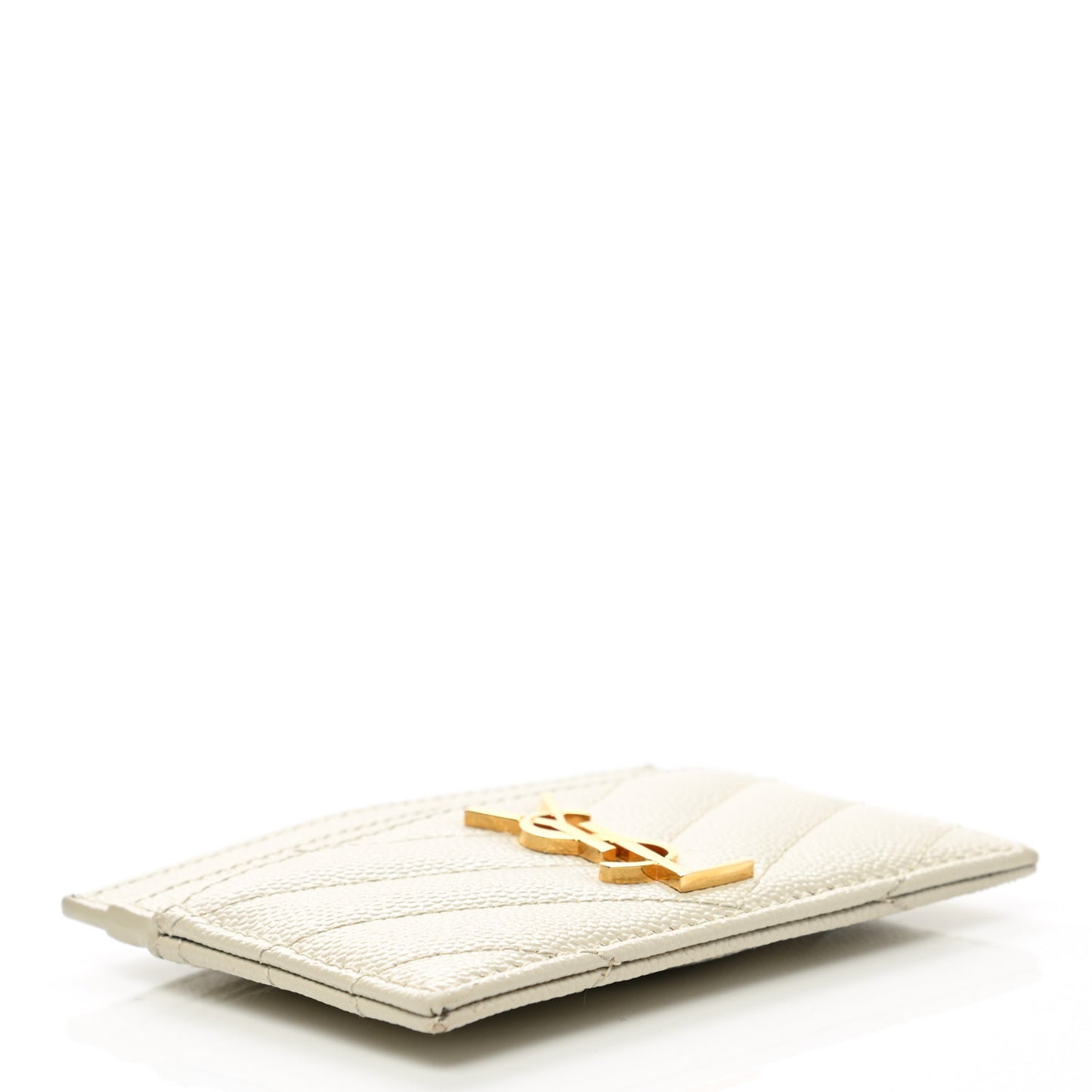 Grain De Poudre Matelasse Chevron Monogram Credit Card Case Sea Salt