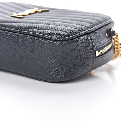 Saint Laurent Grain De Poudre Matelasse Monogram Mini Lou Camera Bag Dark Smog 9 of 11