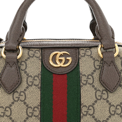 Gucci GG Supreme Monogram Textured Dollar Calfskin Web Super Mini Ophidia Top Handle Bowler Bag Beige Ebony New Acero 8 of 12