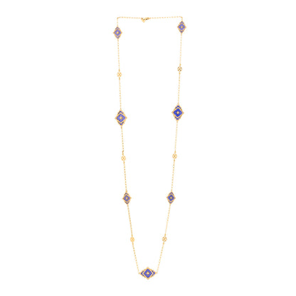 Buccellati 18K Yellow Gold Diamond Enamel Opera Tulle Necklace Blue 2 of 4