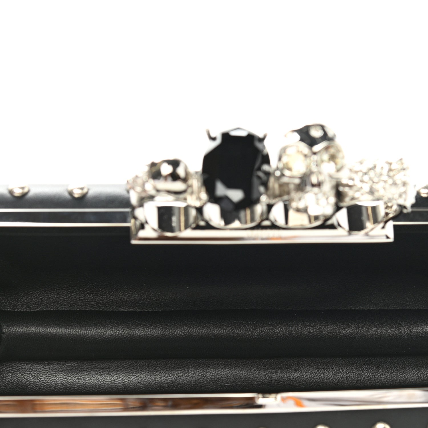 Alexander McQueen Nappa Studded Skull Knuckle Box Clutch Black 5 of 7