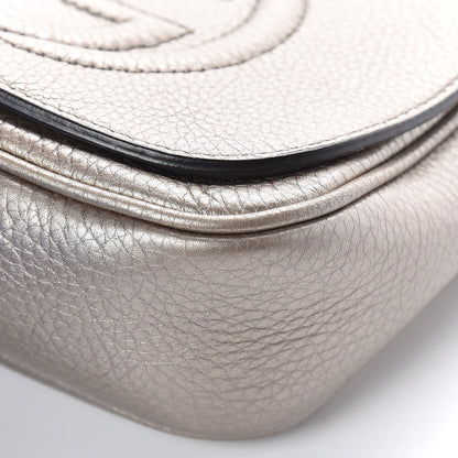 Gucci Metallic Pebbled Calfskin Small Soho Flap Crossbody Golden Beige 8 of 8