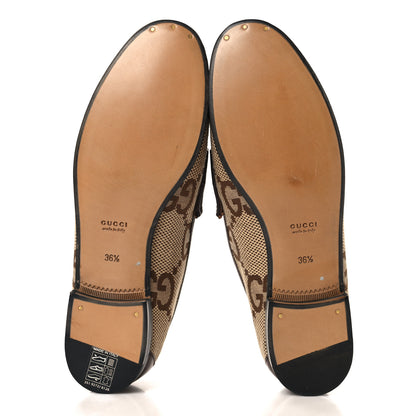 Gucci Monogram Jumbo GG Malaga Kid Horsebit Womens Jordaan Loafers 36.5 Camel Ebony New Acero Beige 6 of 9