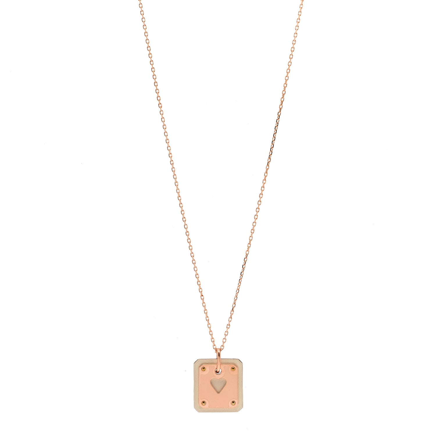 Hermes Rose Gold Plated Swift As de Coeur Pendant Necklace Nata 1 of 6
