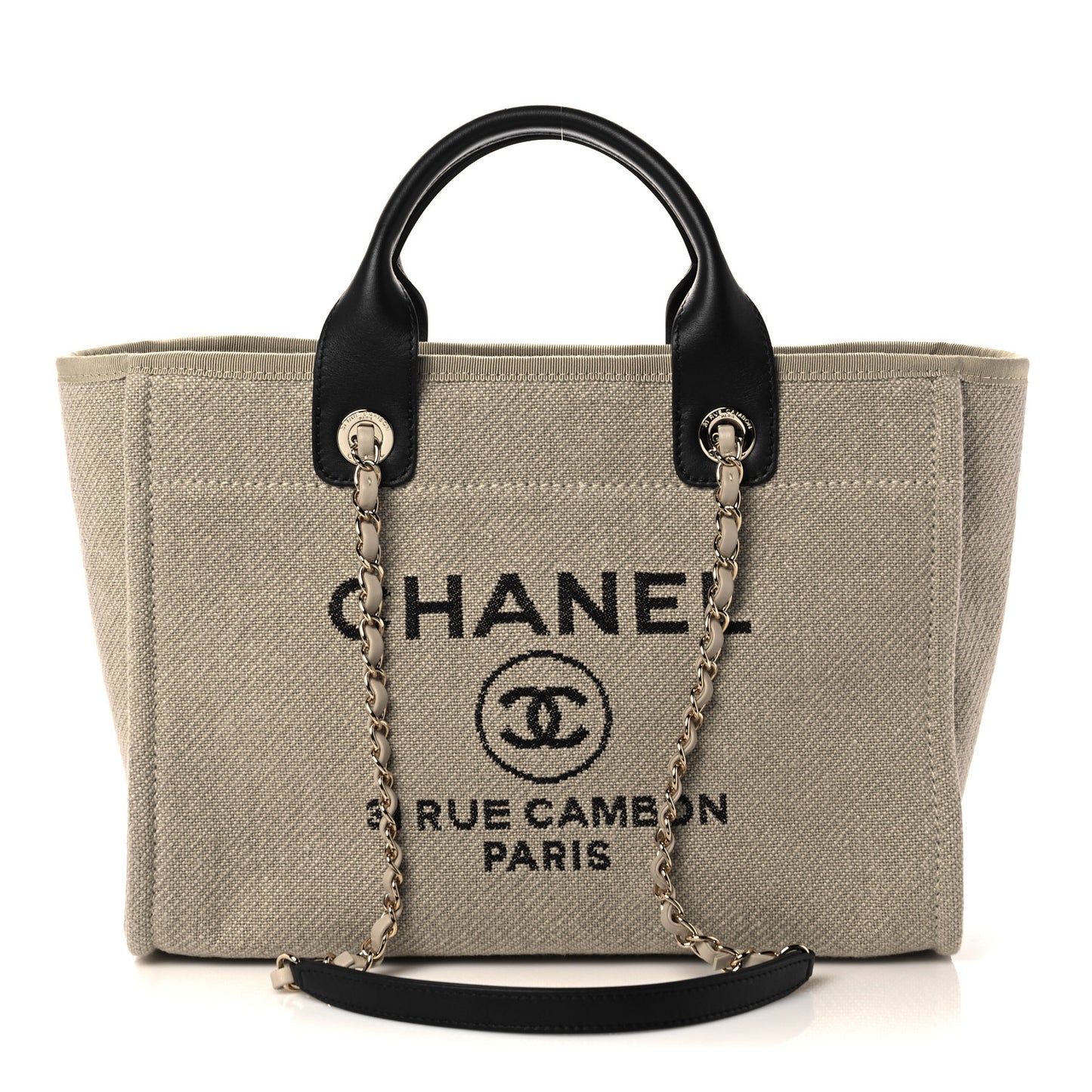 Mixed Fibers Small Deauville Tote Beige Black