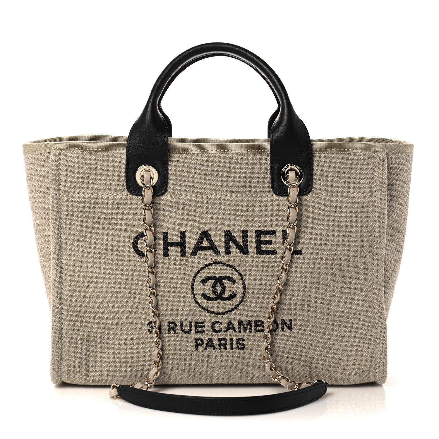 Chanel Mixed Fibers Small Deauville Tote Beige Black 3 of 11