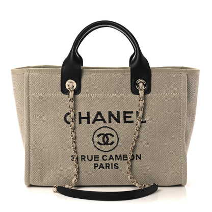 Chanel Mixed Fibers Small Deauville Tote Beige Black 3 of 11