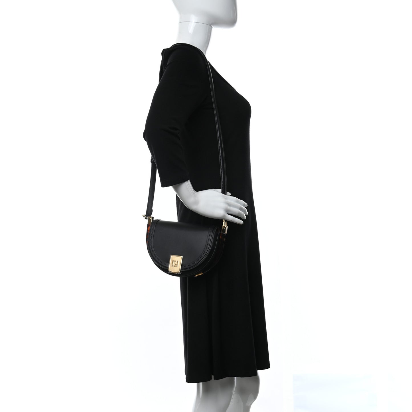 Vitello King Plexiglass Moonlight Shoulder Bag Black