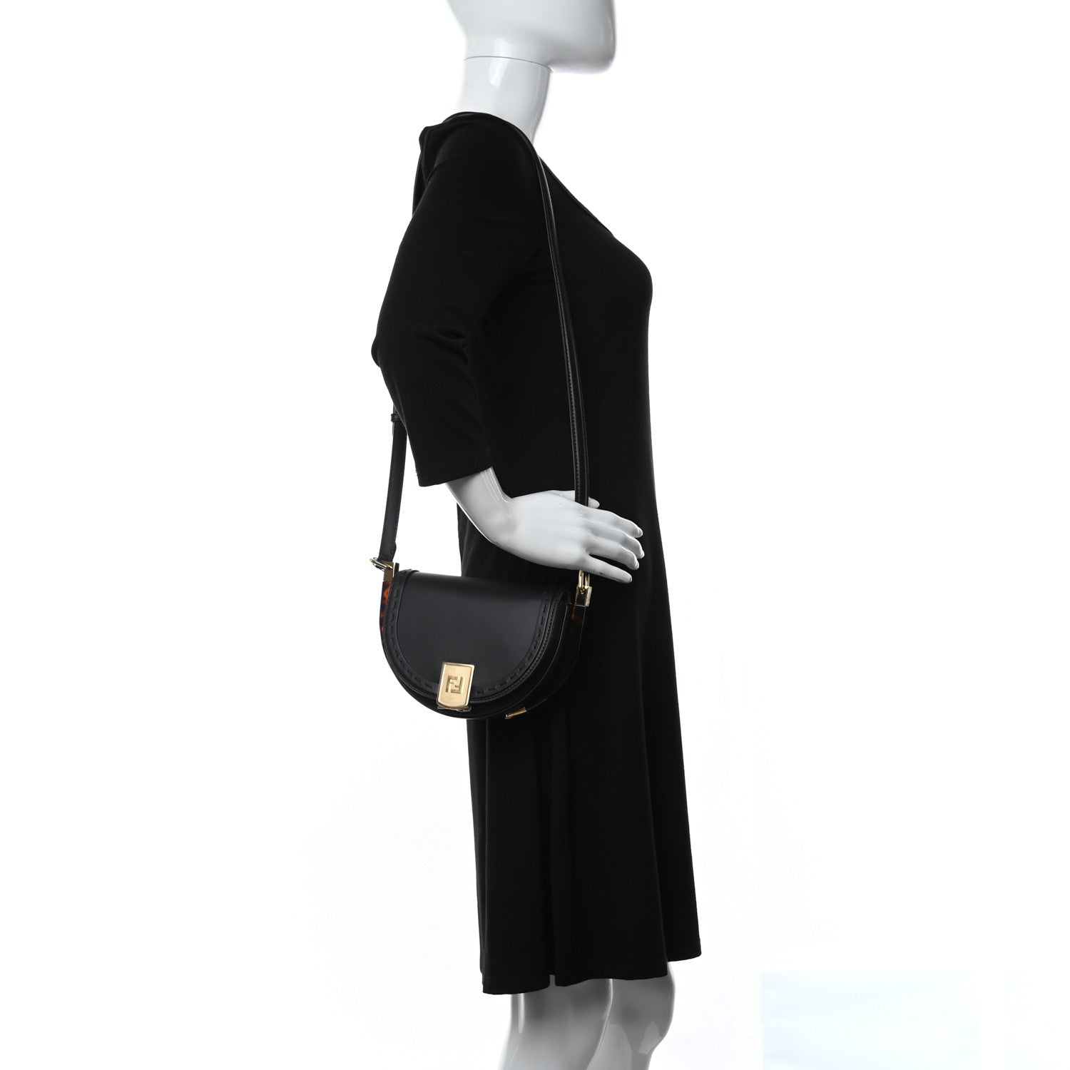 Fendi Vitello King Plexiglass Moonlight Shoulder Bag Black 2 of 11