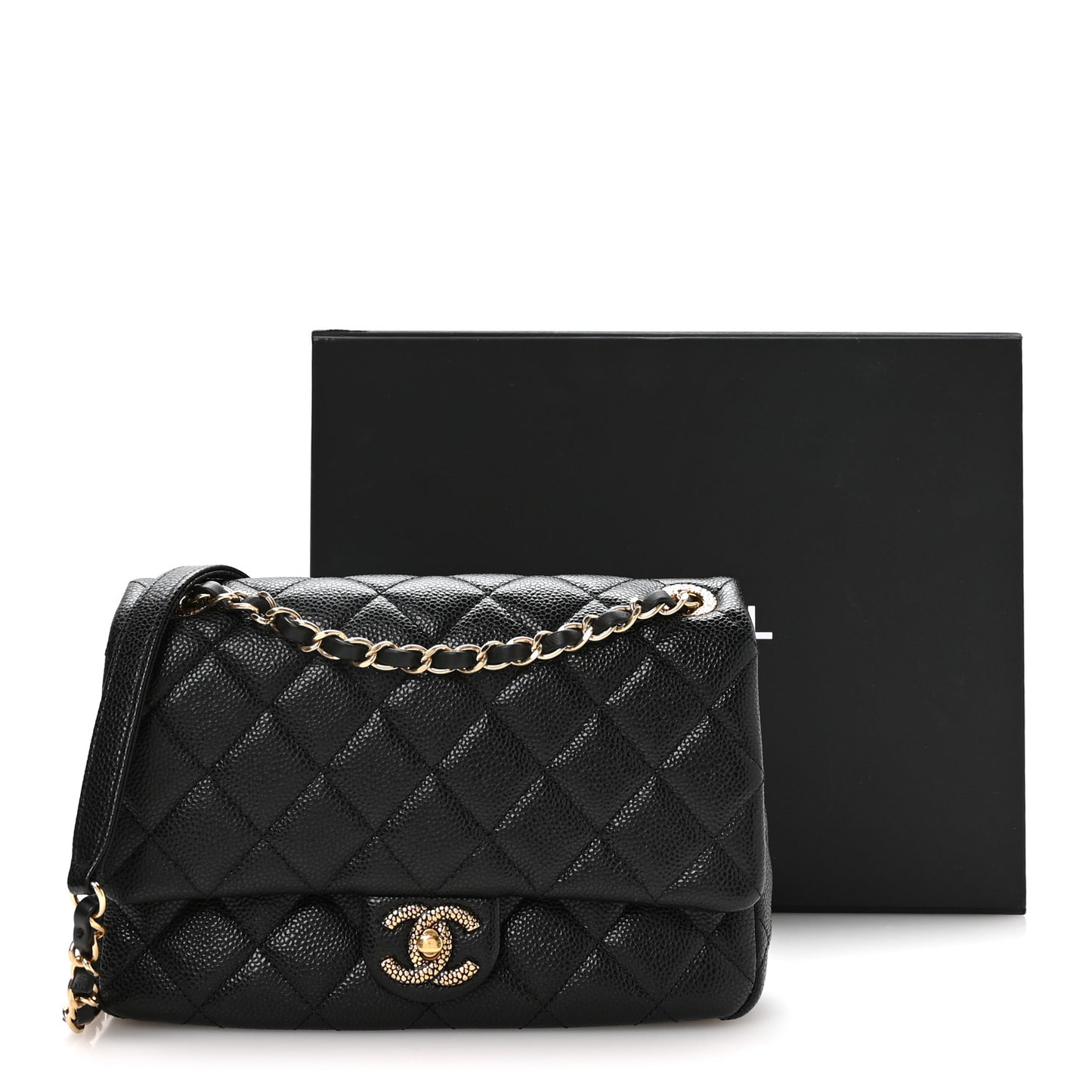 Grained Lambskin Quilted Small Flap Black
