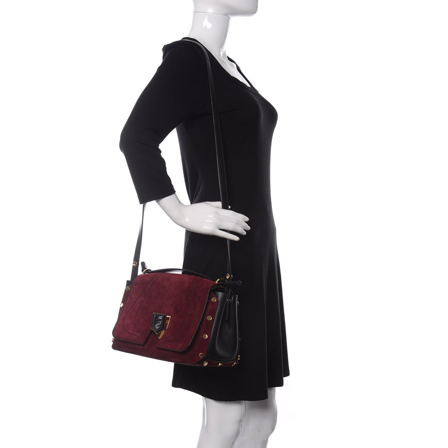 Suede Small Lockett Shoulder Bag Bordeaux