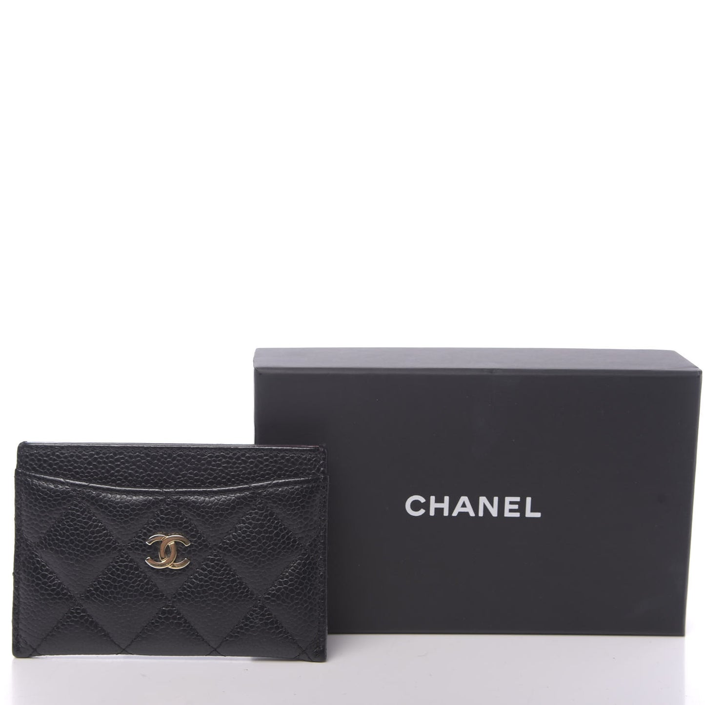 Caviar Quilted Card Holder Black