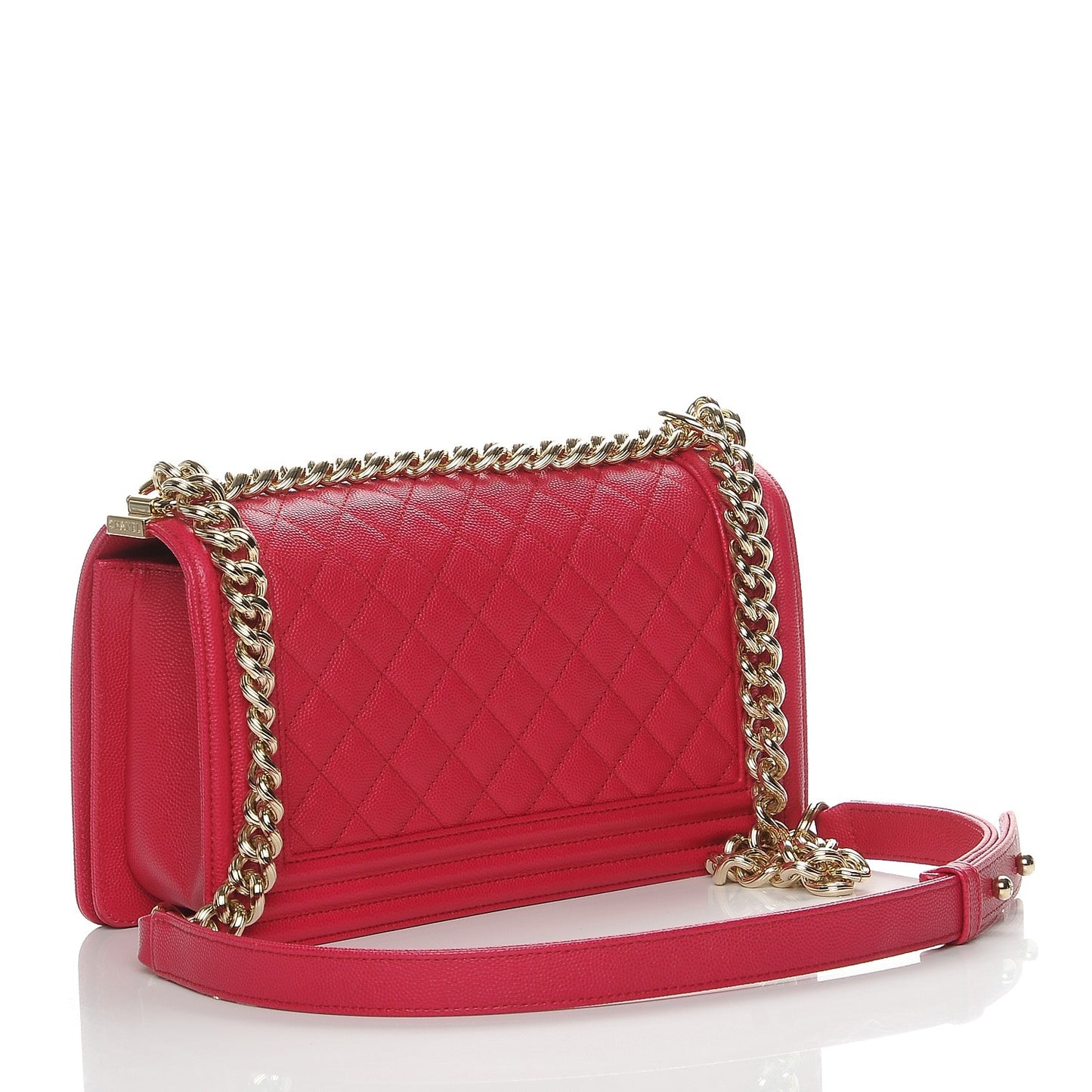 Caviar Quilted Medium Boy Flap Fuchsia