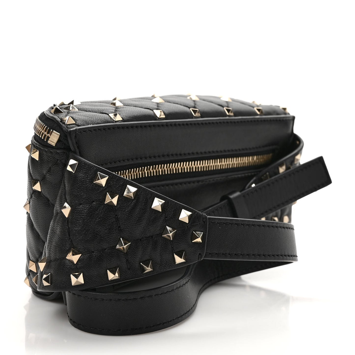 Nappa Rockstud Spike Belt Bag 85 Black