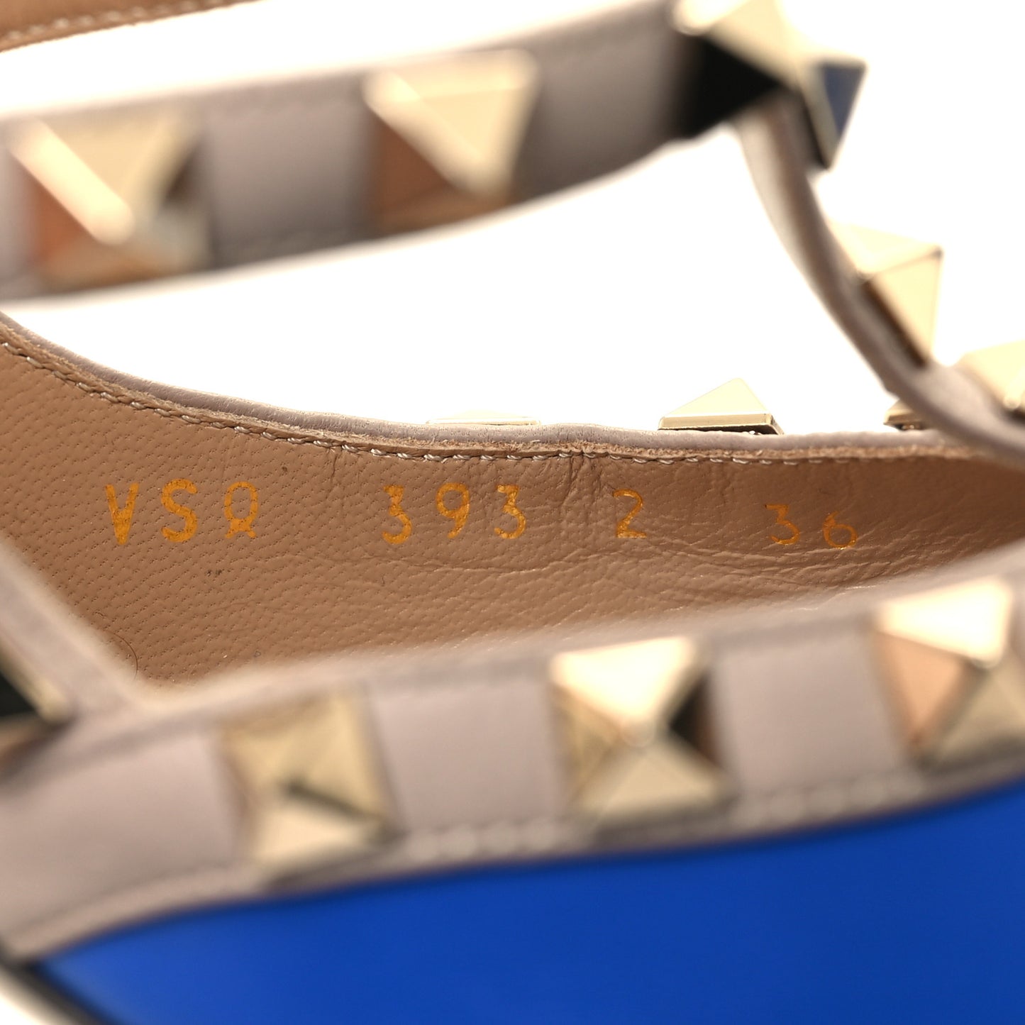 Calfskin Nappa Rockstud Ankle Strap 100mm Pumps 36 Sapphire Poudre